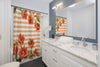Red Tulips Vintage Peach Stripes Chic Shower Curtain Home Decor