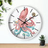 Salmon Pink Teal Octopus And Planets Art Wall Clock Home Decor