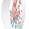 Salmon Pink Teal Octopus And Planets Art Wall Clock Home Decor