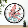 Salmon Pink Teal Octopus And Planets Art Wall Clock Home Decor