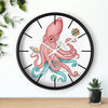 Salmon Pink Teal Octopus And Planets Art Wall Clock Home Decor