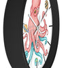 Salmon Pink Teal Octopus And Planets Art Wall Clock Home Decor