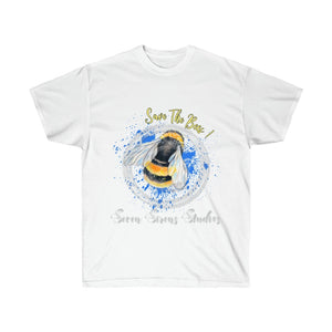 Save The Bees! Watercolor Ink Splash Art Ultra Cotton Tee White / S T-Shirt