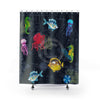Sea Life Vintage Map Chic Indigo Shower Curtain 71X74 Home Decor