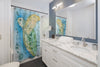 Sea Turtle Vintage Map Watercolor Blue Green Art Shower Curtain Home Decor