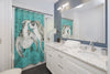 Sea Turtles Vintage Map Grey Teal Watercolor Shower Curtain Home Decor