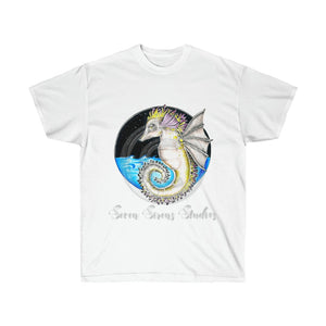 Seahorse Bat Whimsical Fantasy Ink Art Ultra Cotton Tee White / S T-Shirt
