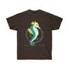 Seahorse Lady Teal Yellow Ink Art Dark Unisex Ultra Cotton Tee Chocolate / S T-Shirt
