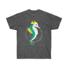Seahorse Lady Teal Yellow Ink Art Dark Unisex Ultra Cotton Tee Heather / S T-Shirt