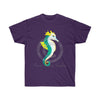 Seahorse Lady Teal Yellow Ink Art Dark Unisex Ultra Cotton Tee Purple / S T-Shirt