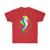 Seahorse Lady Teal Yellow Ink Art Dark Unisex Ultra Cotton Tee Red / S T-Shirt