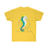 Seahorse Lady Teal Yellow Ink Art Ultra Cotton Tee Daisy / S T-Shirt