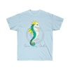Seahorse Lady Teal Yellow Ink Art Ultra Cotton Tee Light Blue / S T-Shirt