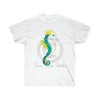 Seahorse Lady Teal Yellow Ink Art Ultra Cotton Tee White / S T-Shirt