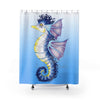Seahorse Large Fins Watercolor Blue Art Shower Curtain 71X74 Home Decor