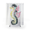Seahorse Large Fins Watercolor Original Art Shower Curtain 71X74 Home Decor