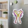 Seahorse Love Orange Purple Ink Watercolor Art Die-Cut Magnets Home Decor