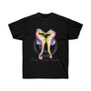 Seahorses Kiss Yellow Pink Watercolor Art Dark Unisex Ultra Cotton Tee Black / S T-Shirt