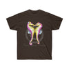 Seahorses Kiss Yellow Pink Watercolor Art Dark Unisex Ultra Cotton Tee Chocolate / S T-Shirt