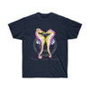 Seahorses Kiss Yellow Pink Watercolor Art Dark Unisex Ultra Cotton Tee Navy / S T-Shirt