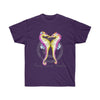 Seahorses Kiss Yellow Pink Watercolor Art Dark Unisex Ultra Cotton Tee Purple / S T-Shirt