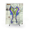 Seahorses Love Watercolor Vintage Map Art Shower Curtain 71X74 Home Decor