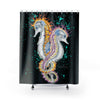 Seahorses Orange Magenta Splash Black Ink Shower Curtain 71 X 74 Home Decor
