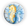 Seahorses Yellow Blue Love Watercolor Ink Art Wall Clock White / 10 Home Decor