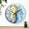 Seahorses Yellow Blue Love Watercolor Ink Art Wall Clock White / Black 10 Home Decor