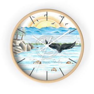 Shelter Point Pacific Beach Summer Art Wall Clock Wooden / White 10 Home Decor