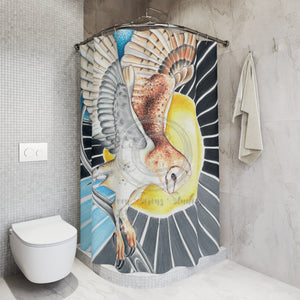 Shower Curtains - Barn Owl Landing Human Original Ink Artwork 71’’ × 74’’ Home Decor
