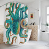 Shower Curtains Octopus Teal Green Watercolor Art 71’’ × 74’’ Home Decor