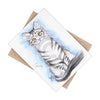 Silver Tabby Cat Kitten Snow Watercolor Art Ceramic Photo Tile Home Decor