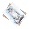 Silver Tabby Cat Kitten Snow Watercolor Art Ceramic Photo Tile Home Decor
