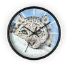 Snow Leopard Winter Watercolor Art Wall Clock Black / 10 Home Decor