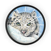Snow Leopard Winter Watercolor Art Wall Clock Black / White 10 Home Decor