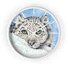 Snow Leopard Winter Watercolor Art Wall Clock White / 10 Home Decor