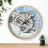 Snow Leopard Winter Watercolor Art Wall Clock Wooden / Black 10 Home Decor