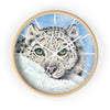 Snow Leopard Winter Watercolor Art Wall Clock Wooden / White 10 Home Decor