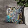Steel Blue Octopus Kraken Compass Mauve Art Spun Polyester Square Pillow Case 14 × Home Decor