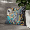 Steel Blue Octopus Kraken Compass Mauve Art Spun Polyester Square Pillow Case 16 × Home Decor
