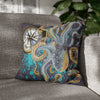 Steel Blue Octopus Kraken Compass Mauve Art Spun Polyester Square Pillow Case 18 × Home Decor