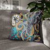 Steel Blue Octopus Kraken Compass Mauve Art Spun Polyester Square Pillow Case 20 × Home Decor