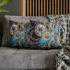 Steel Blue Octopus Kraken Compass Mauve Art Spun Polyester Square Pillow Case Home Decor