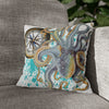 Steel Blue Octopus Kraken Compass Splash Art Spun Polyester Square Pillow Case 14 × Home Decor