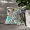 Steel Blue Octopus Kraken Compass Splash Art Spun Polyester Square Pillow Case 16 × Home Decor