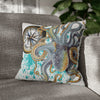 Steel Blue Octopus Kraken Compass Splash Art Spun Polyester Square Pillow Case 18 × Home Decor