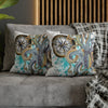 Steel Blue Octopus Kraken Compass Splash Art Spun Polyester Square Pillow Case Home Decor