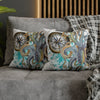 Steel Blue Octopus Kraken Compass Splash Art Spun Polyester Square Pillow Case Home Decor