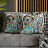 Steel Blue Octopus Kraken Compass Splash Art Spun Polyester Square Pillow Case Home Decor